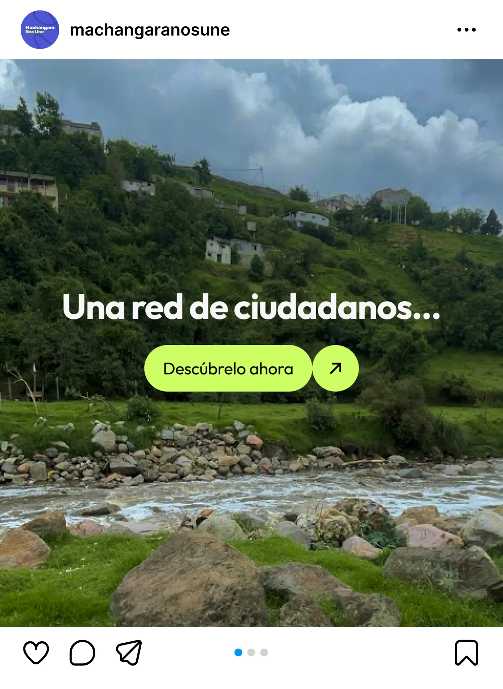 Instagram post: una red de ciudadanos, over the river and its slopes